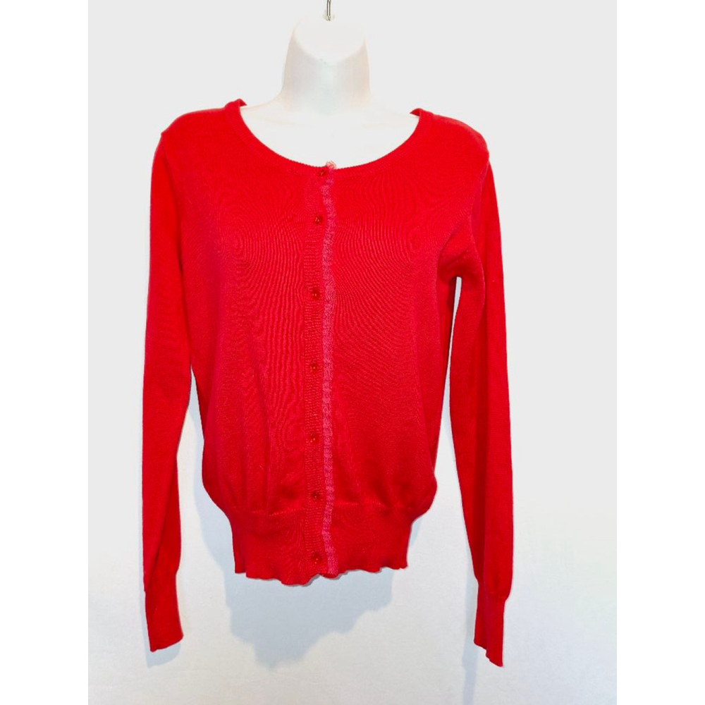 Cherokee apple Red Size M lace ruffle front sz med nwt cardigan sweater